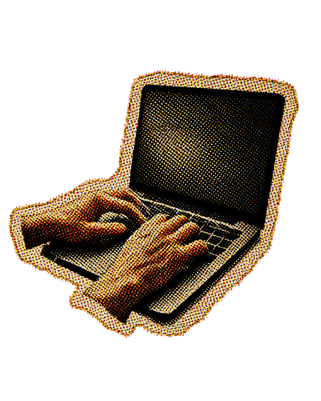 Hands typing on a laptop